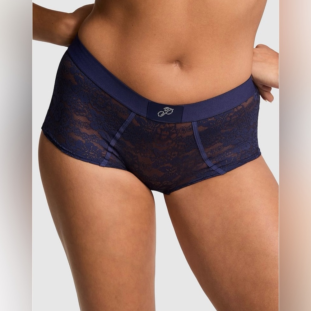 COPY - Victoria's Secret Pink Wink Shine
Logo Boyshort Panty Size 
Rhinestone VS